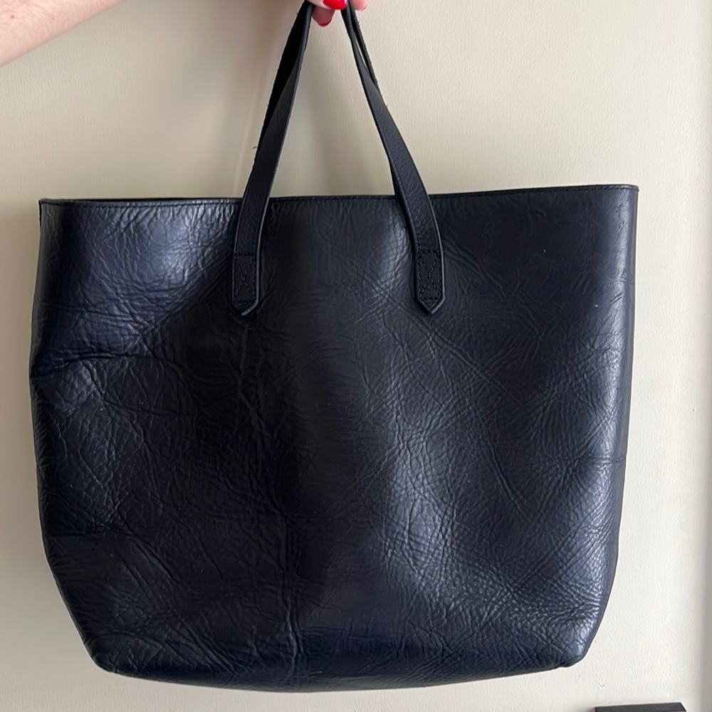 Madewell Black Leather Tote Purse shoulder bag
